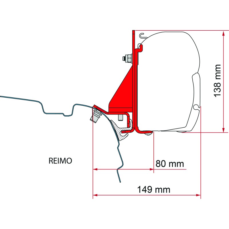 KIT ADAPTATEUR COMBI RAIL BRACKET 2 X 8 CM POUR F45S - FIAMMA