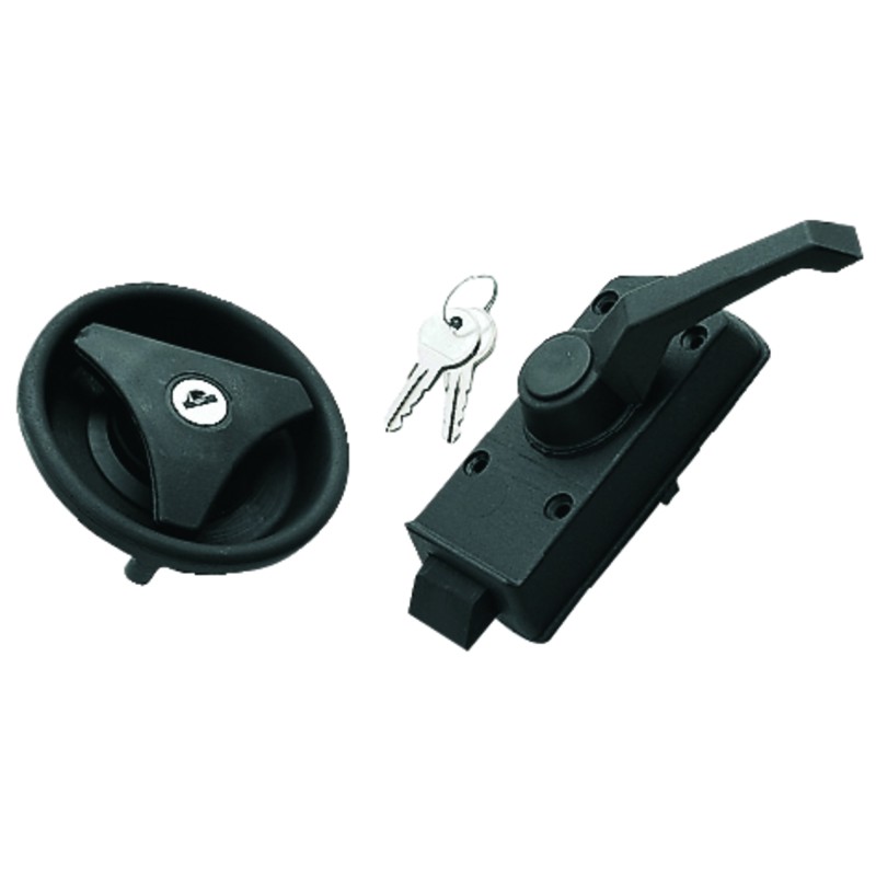 SERRURE EXTÉRIEURE NOIRE POUR PORTE GAUCHE 20 MM A BOUTON