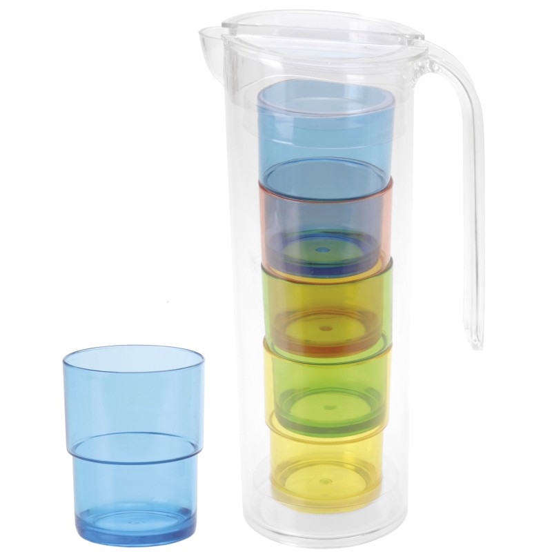 CARAFE + 4 GOBELETS COULEUR